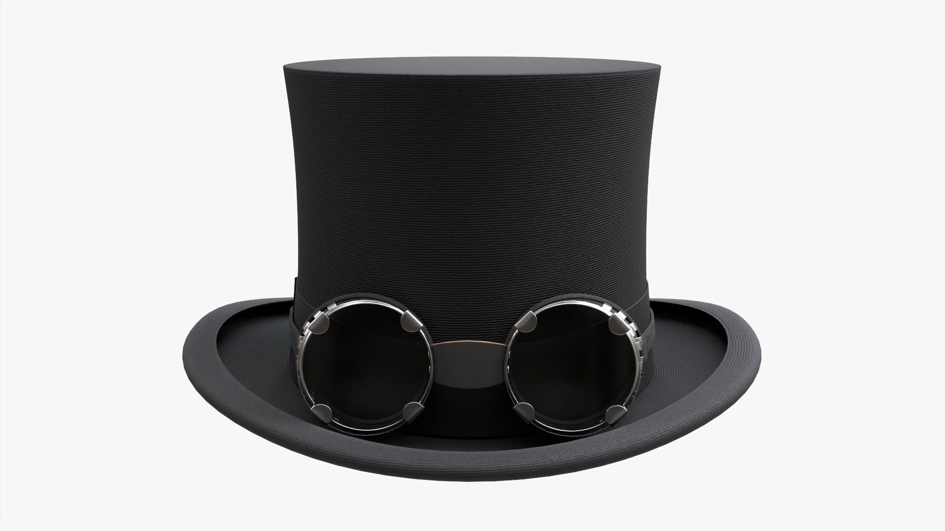Black top hat with googles 3D model_1