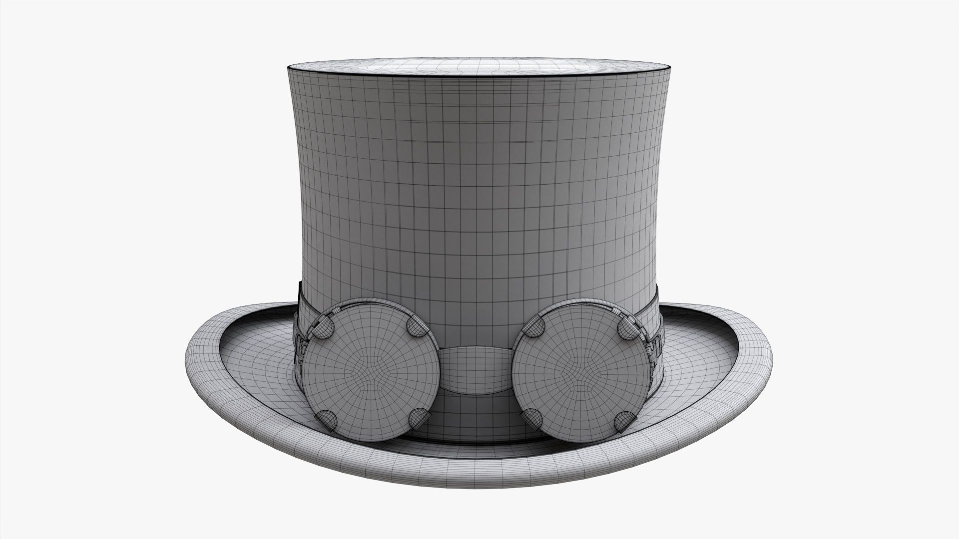 Black top hat with googles 3D model_6