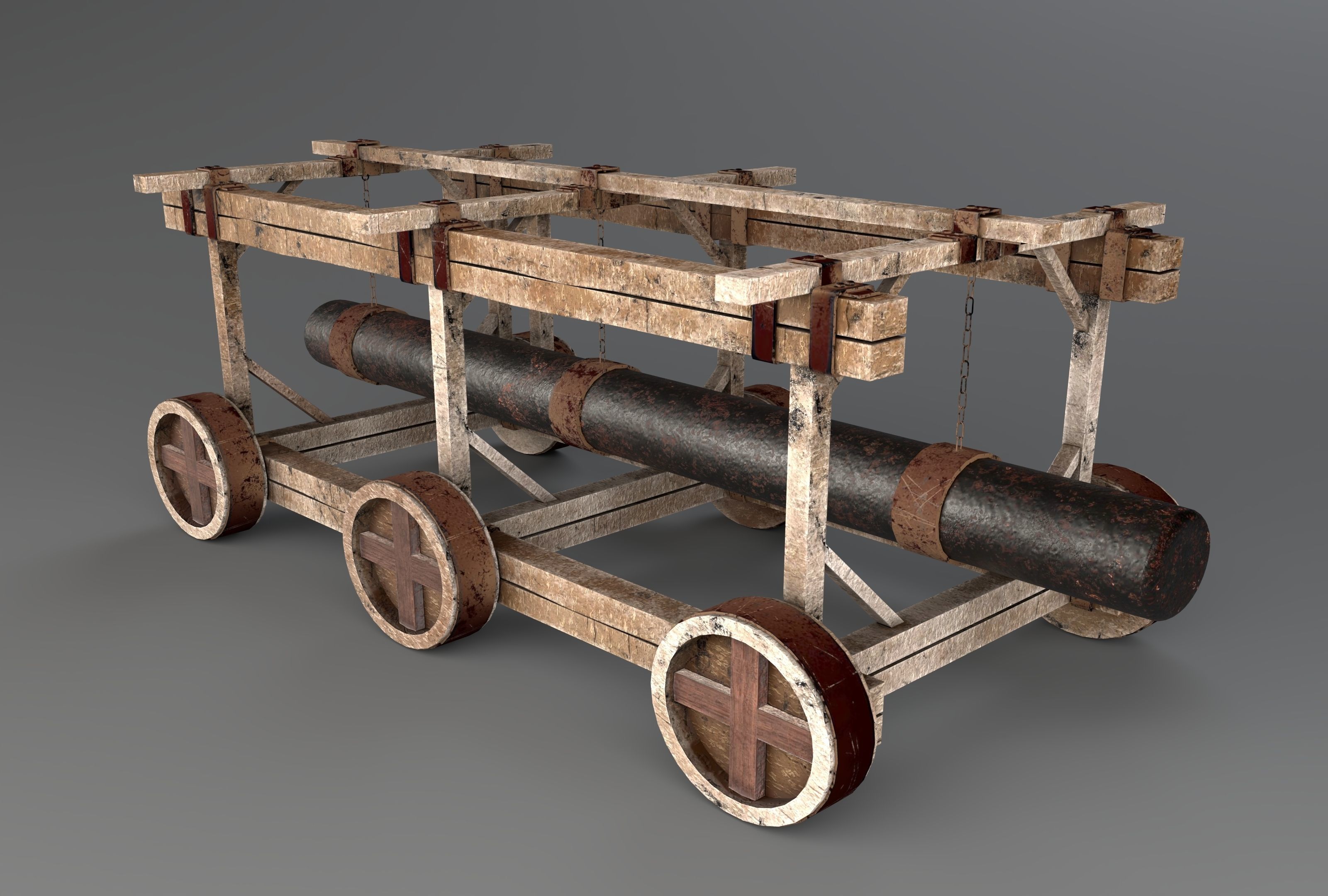 Battering Ram - Siege Tower Low-poly 3D model_1