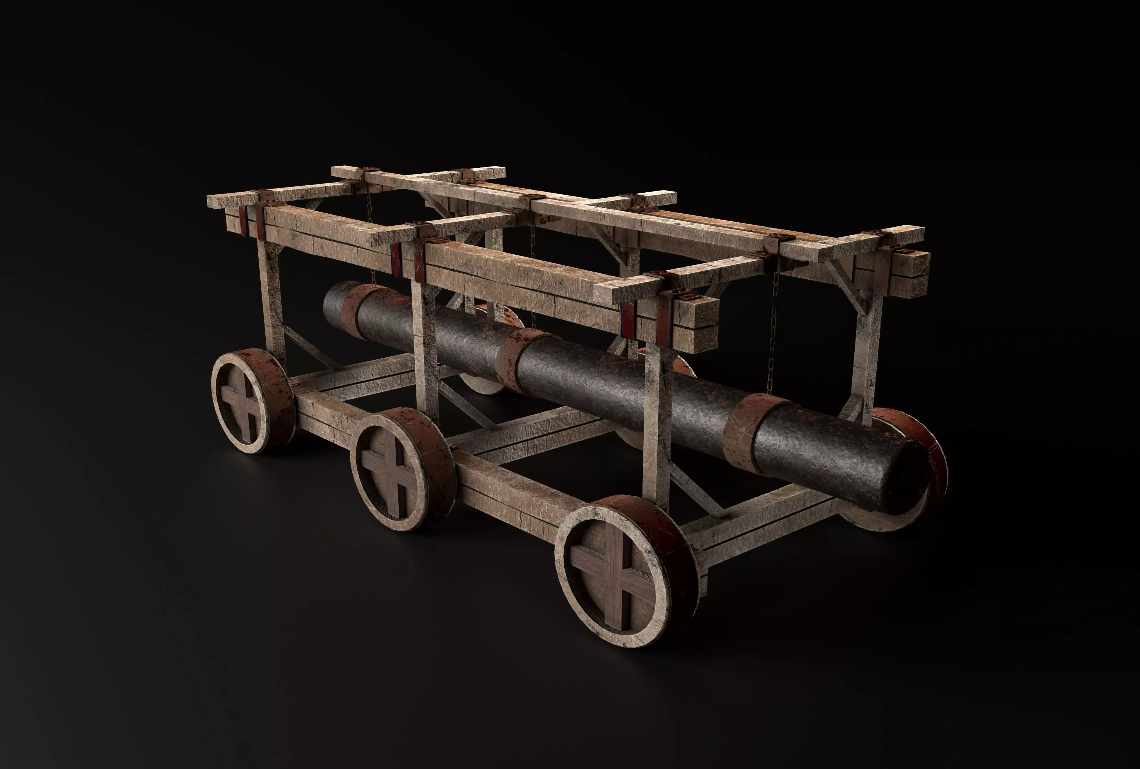 Battering Ram - Siege Tower Low-poly 3D model_0