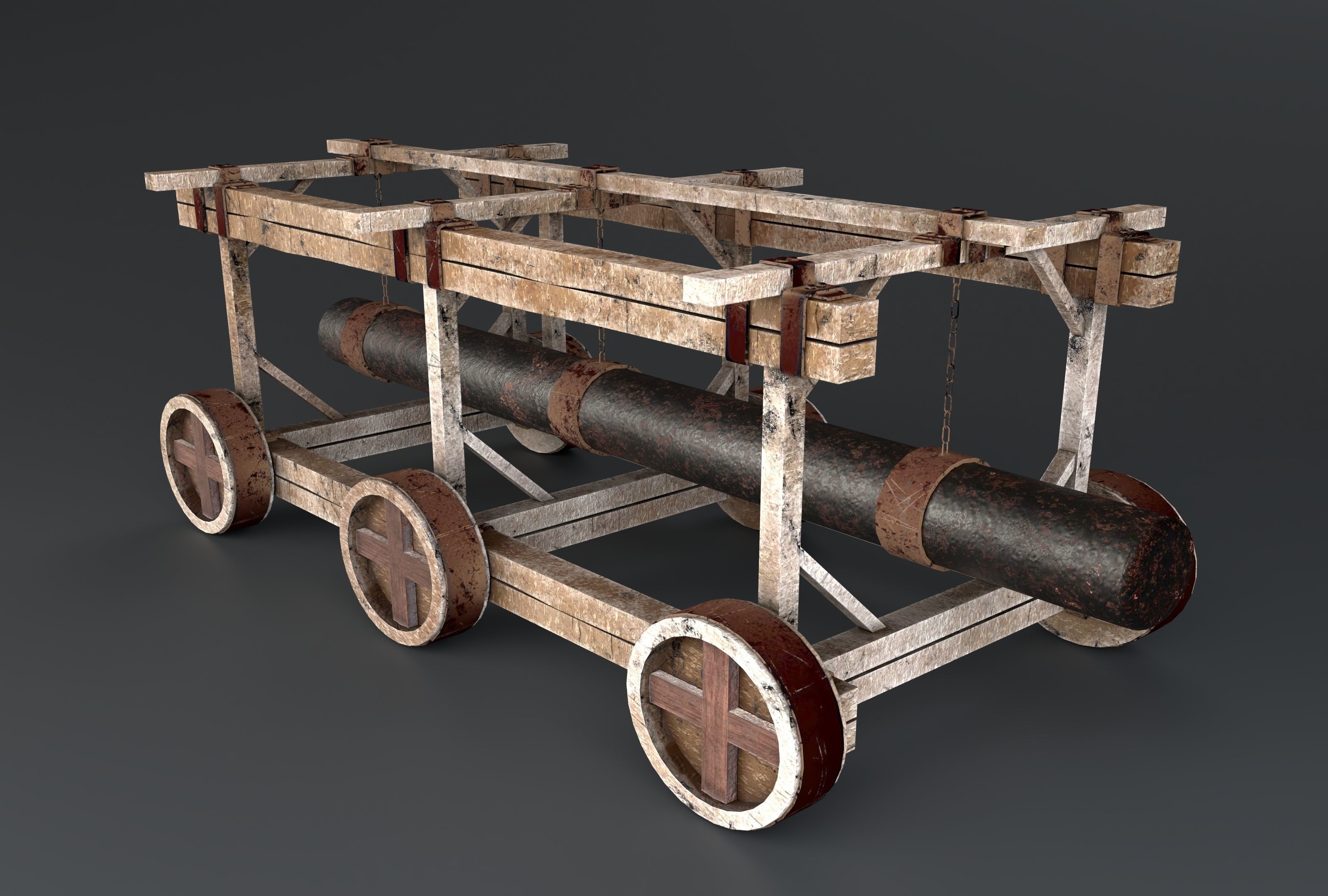 Battering Ram - Siege Tower Low-poly 3D model_2