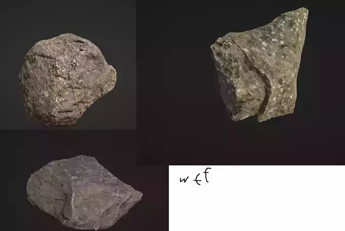 Set of 3 rocks inspired by john dwayson