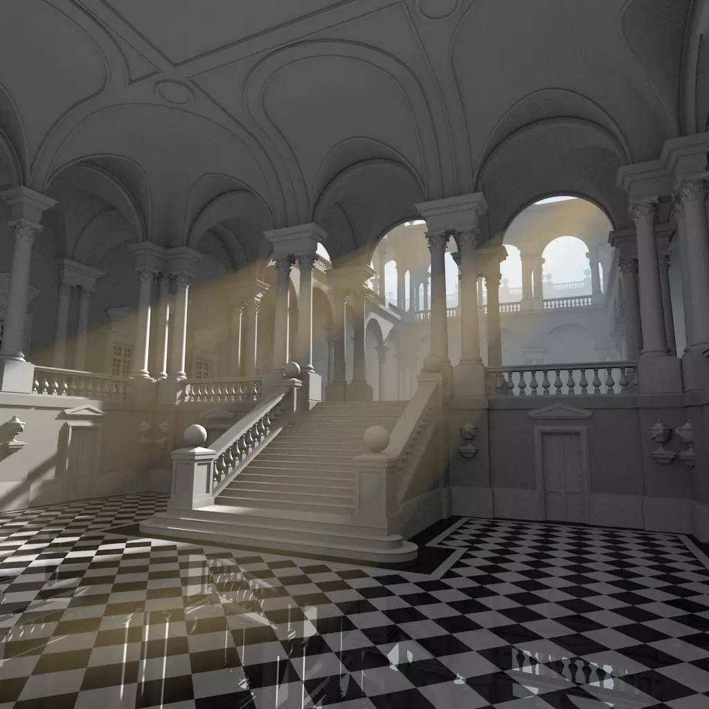Colonnato ornate room with light shining Free 3D model