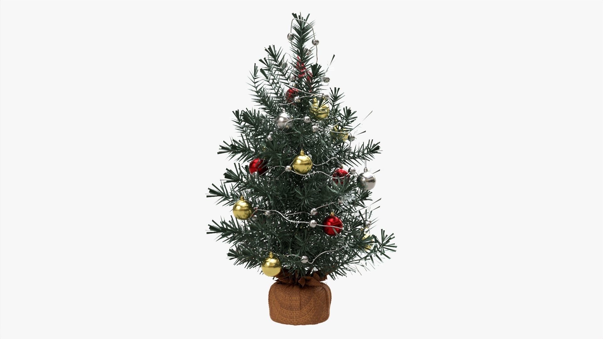 Small Christmas tree decorated 3D model_1