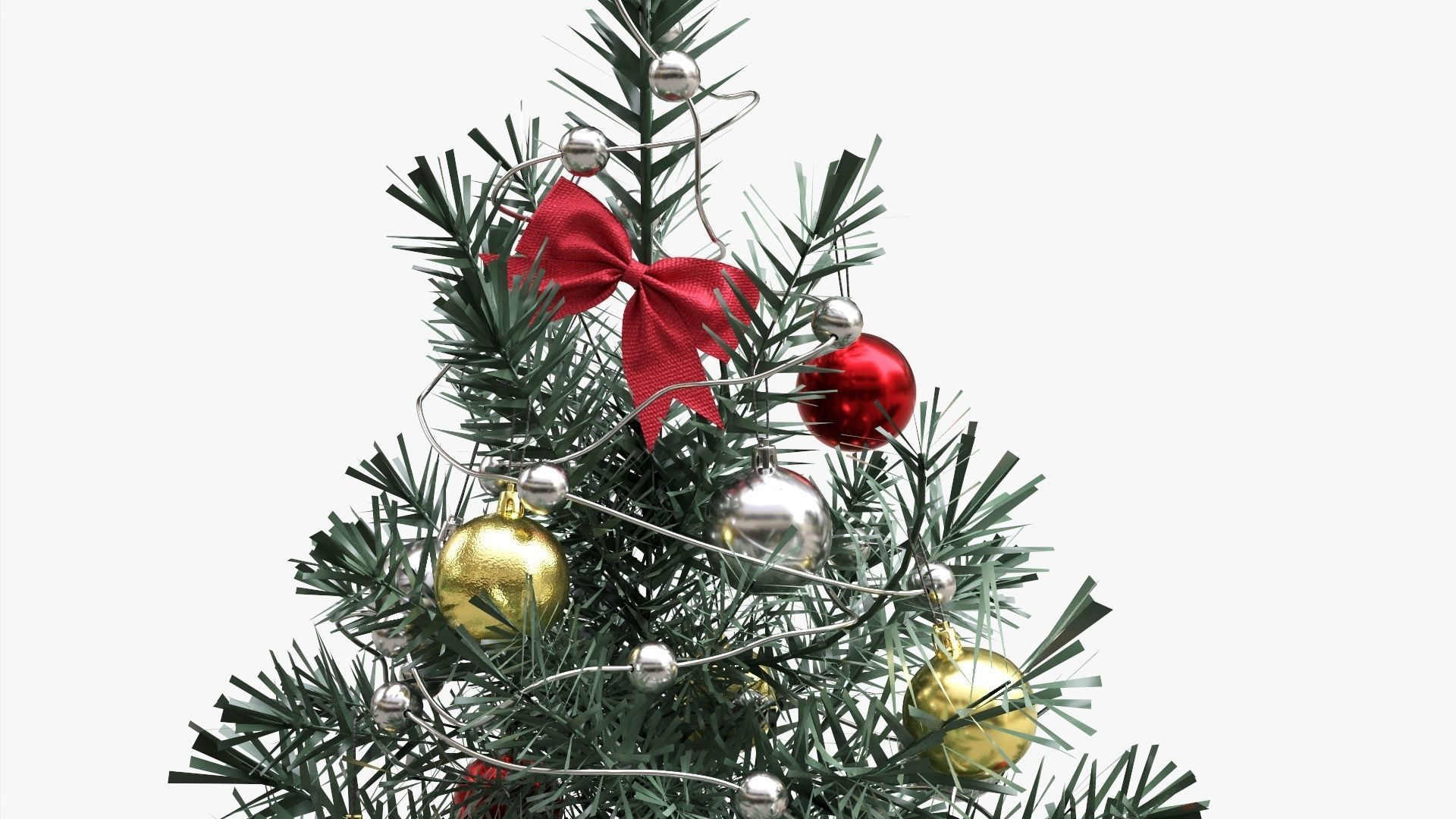 Small Christmas tree decorated 3D model_3