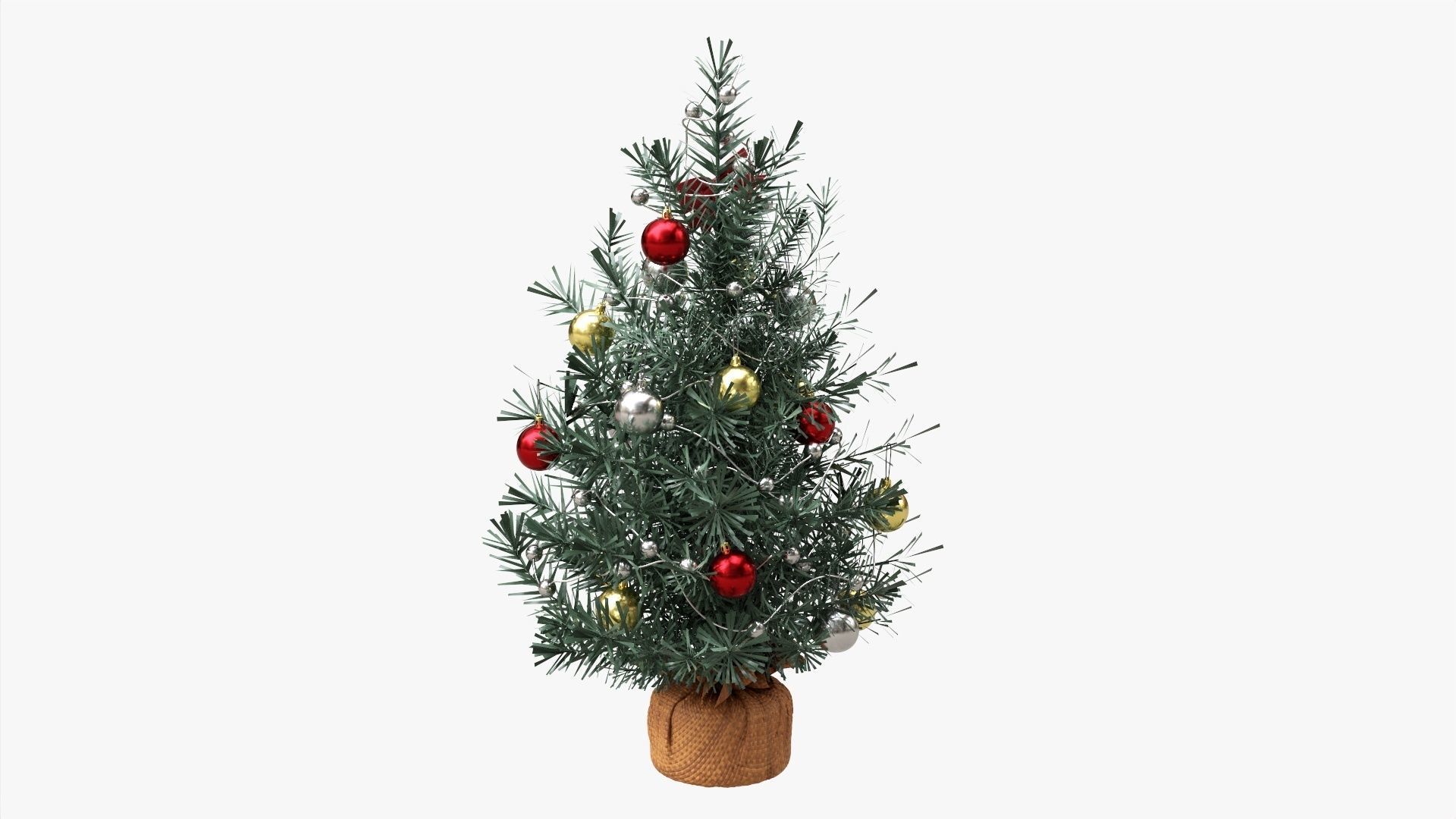 Small Christmas tree decorated 3D model_2