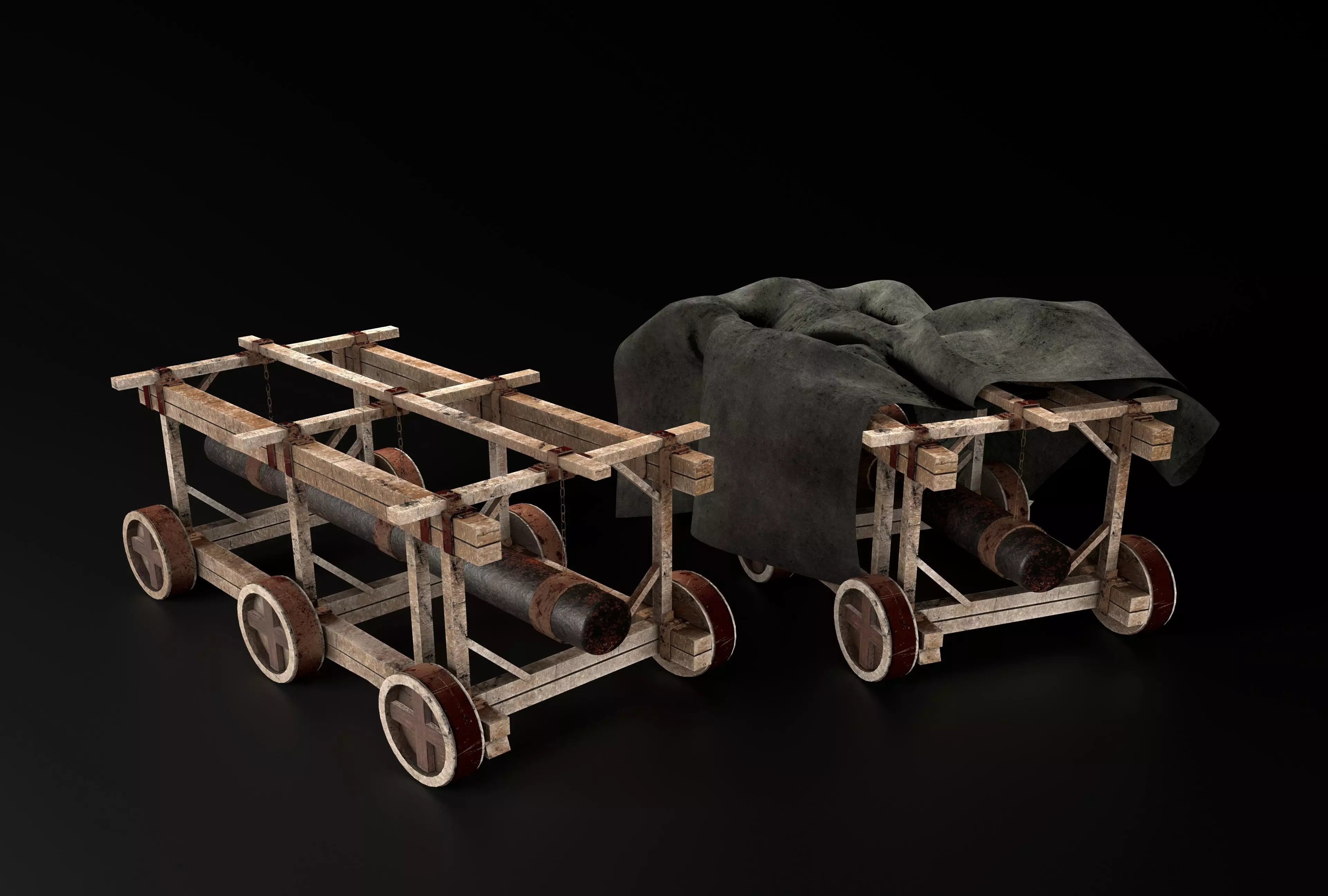 Battering Ram - Siege Tower Low-poly 3D model_0