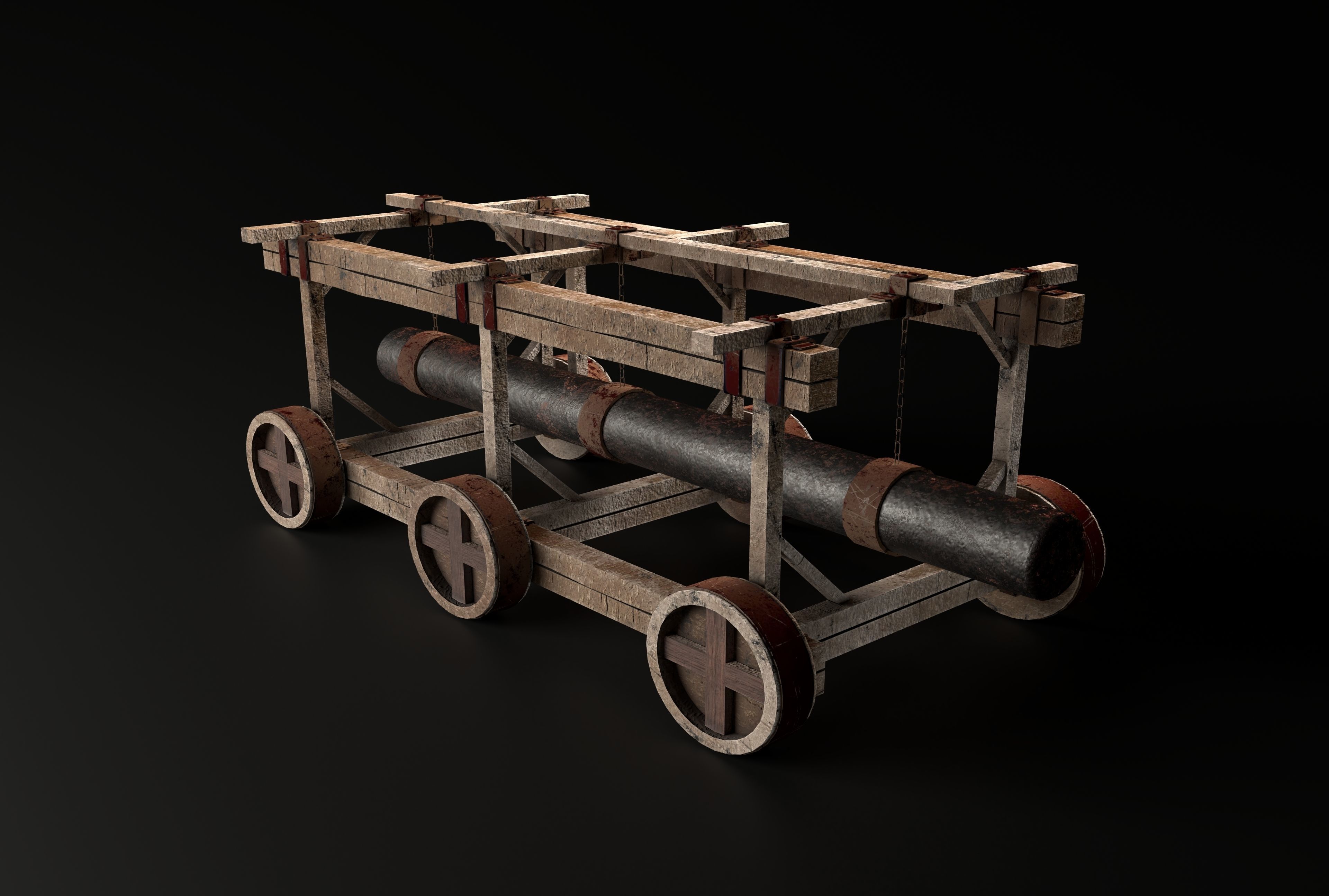 Battering Ram - Siege Tower Low-poly 3D model_3