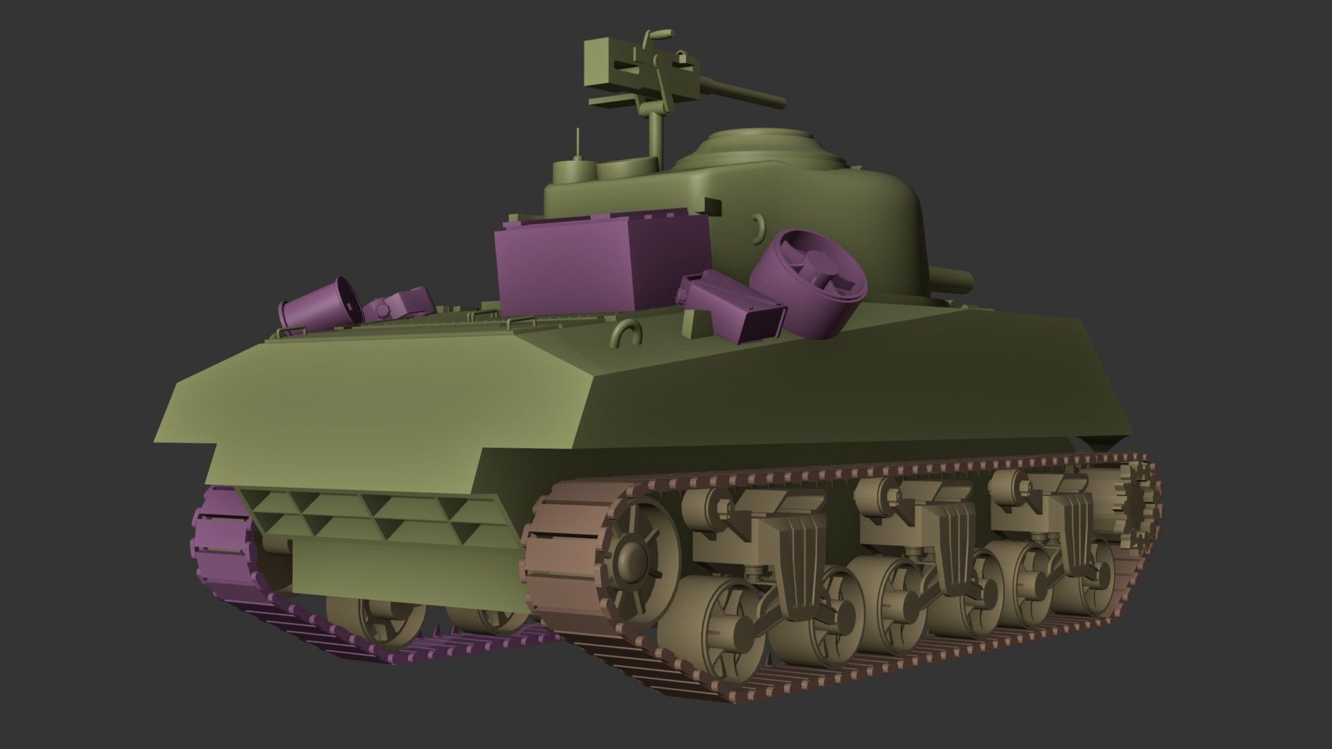 Sherman M4 Gameready Rigged Low-poly 3D model_35