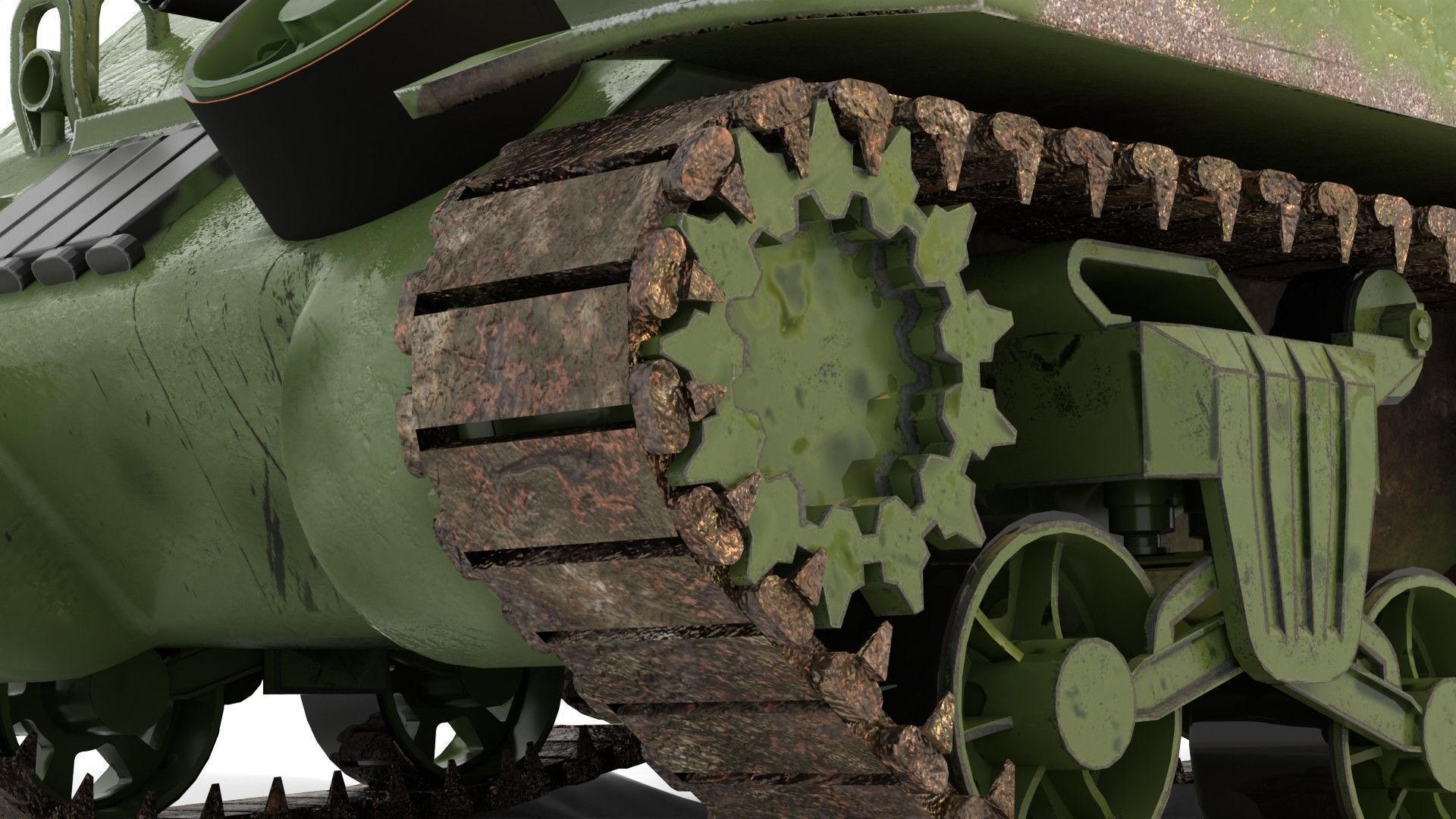 Sherman M4 Gameready Rigged Low-poly 3D model_13