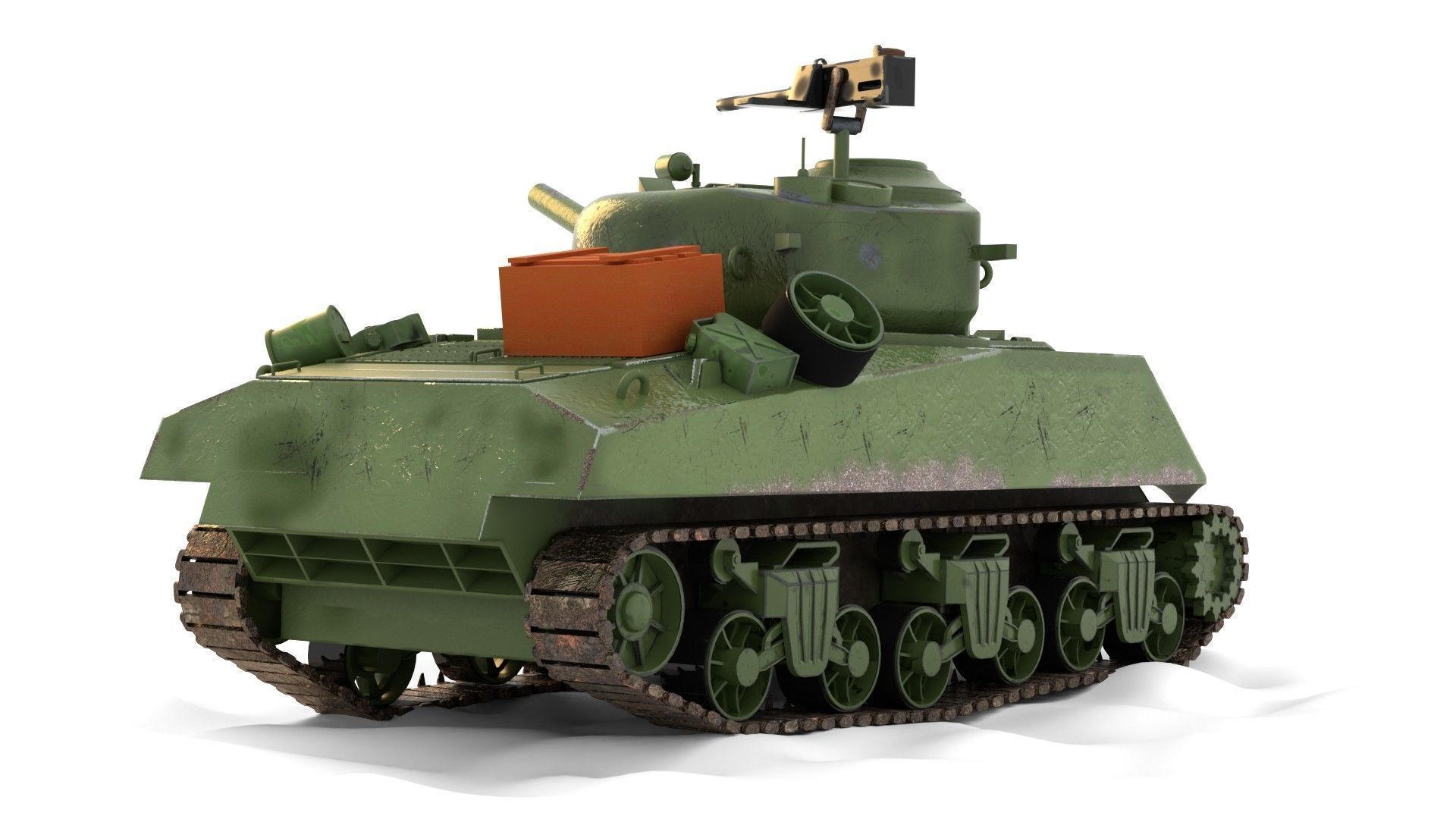 Sherman M4 Gameready Rigged Low-poly 3D model_11