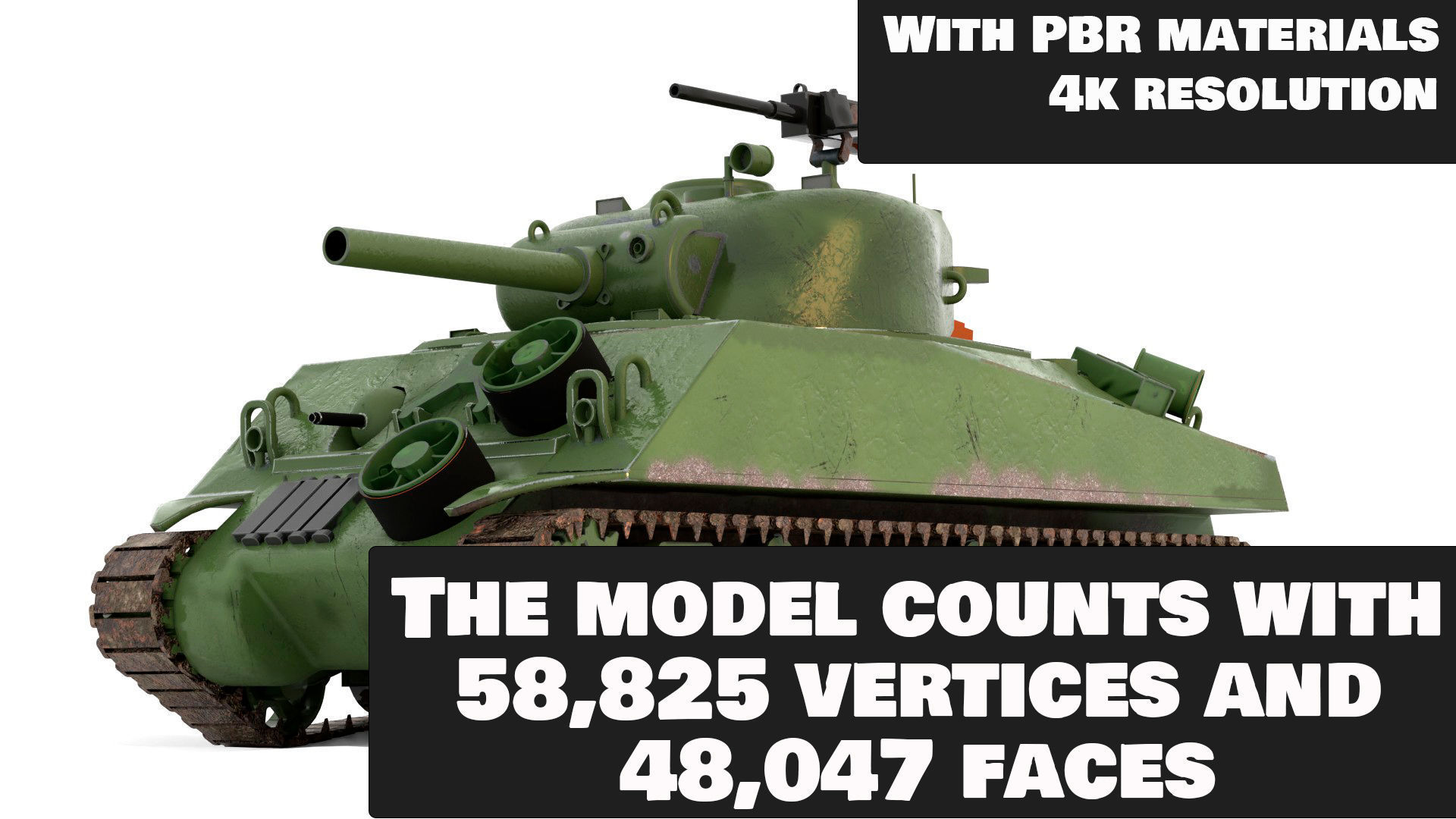 Sherman M4 Gameready Rigged Low-poly 3D model_6