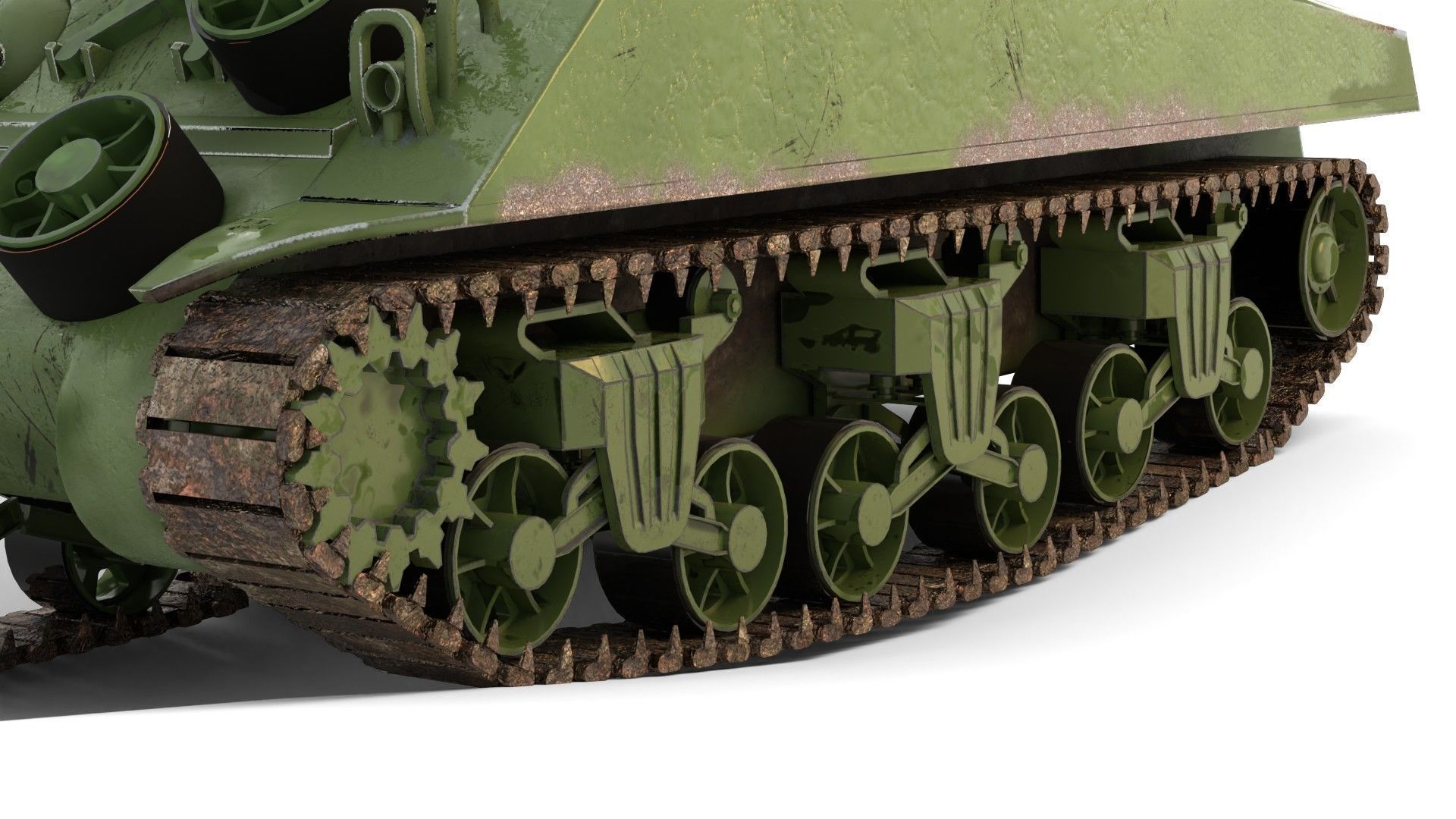Sherman M4 Gameready Rigged Low-poly 3D model_7