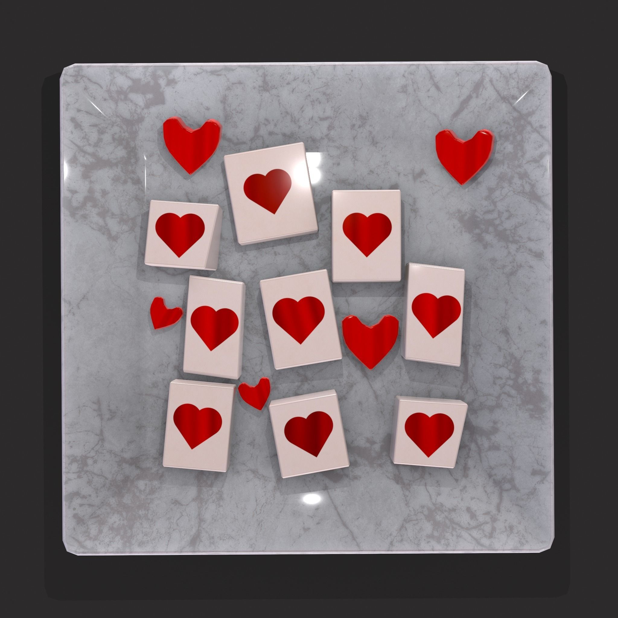 Valentines Heart trinket Cookie and Jello Squares 3D Model Collection_42