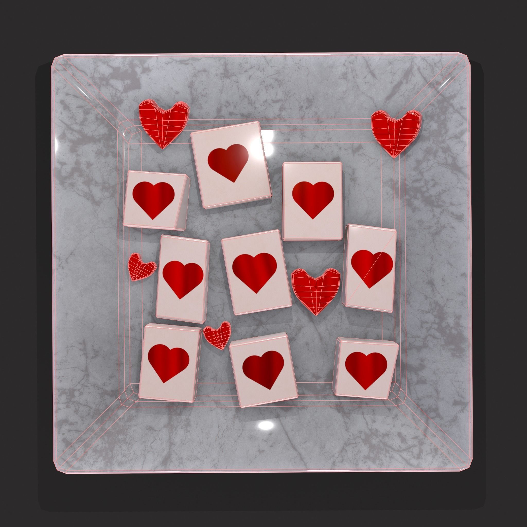 Valentines Heart trinket Cookie and Jello Squares 3D Model Collection_43