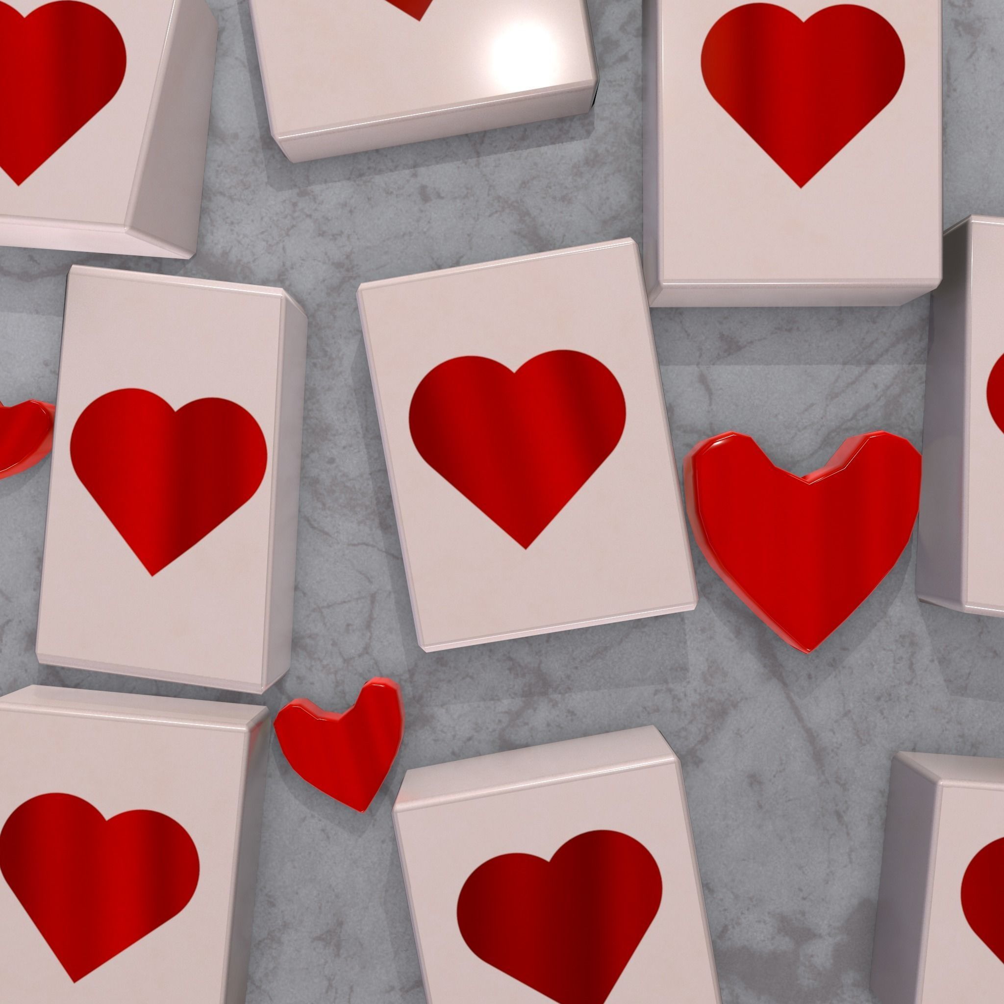 Valentines Heart trinket Cookie and Jello Squares 3D Model Collection_38