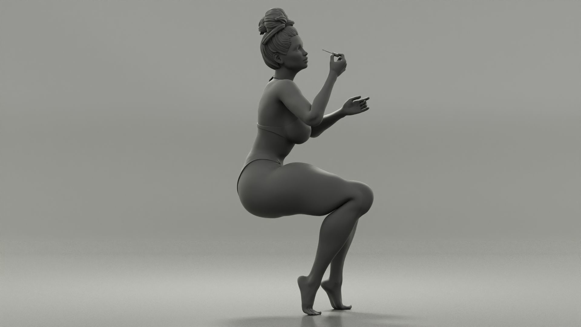 Pretty woman applying mascara makeup on her Eyelashes 3D print model_5