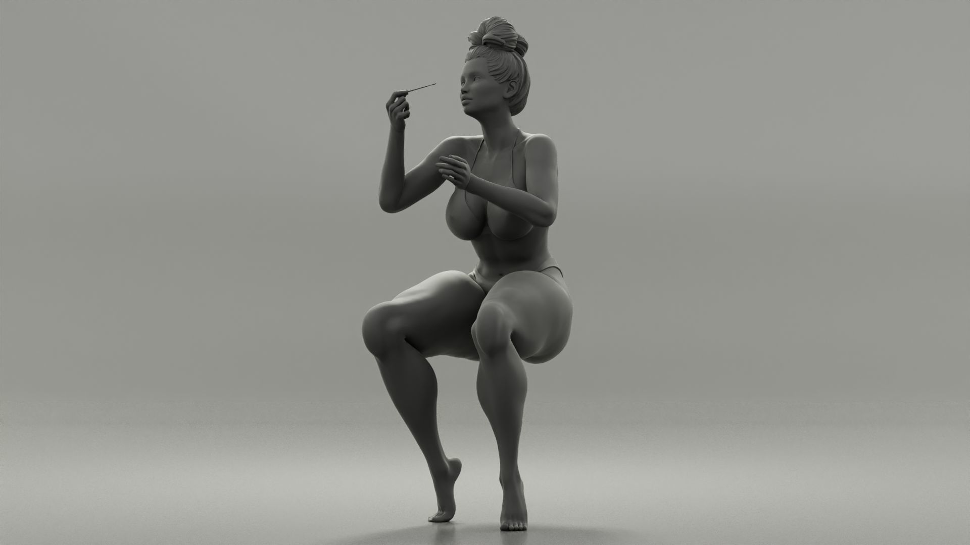 Pretty woman applying mascara makeup on her Eyelashes 3D print model_1