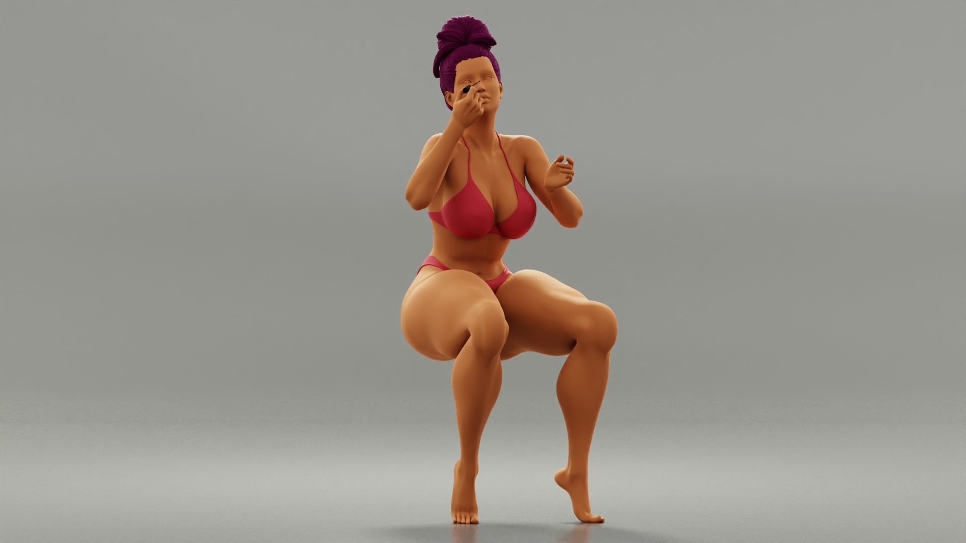 Pretty woman applying mascara makeup on her Eyelashes 3D print model_2