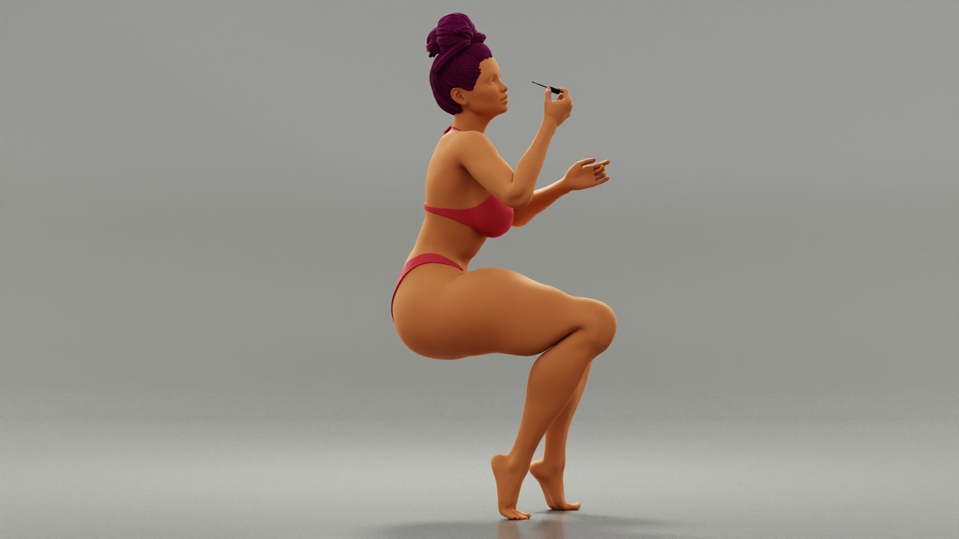 Pretty woman applying mascara makeup on her Eyelashes 3D print model_4