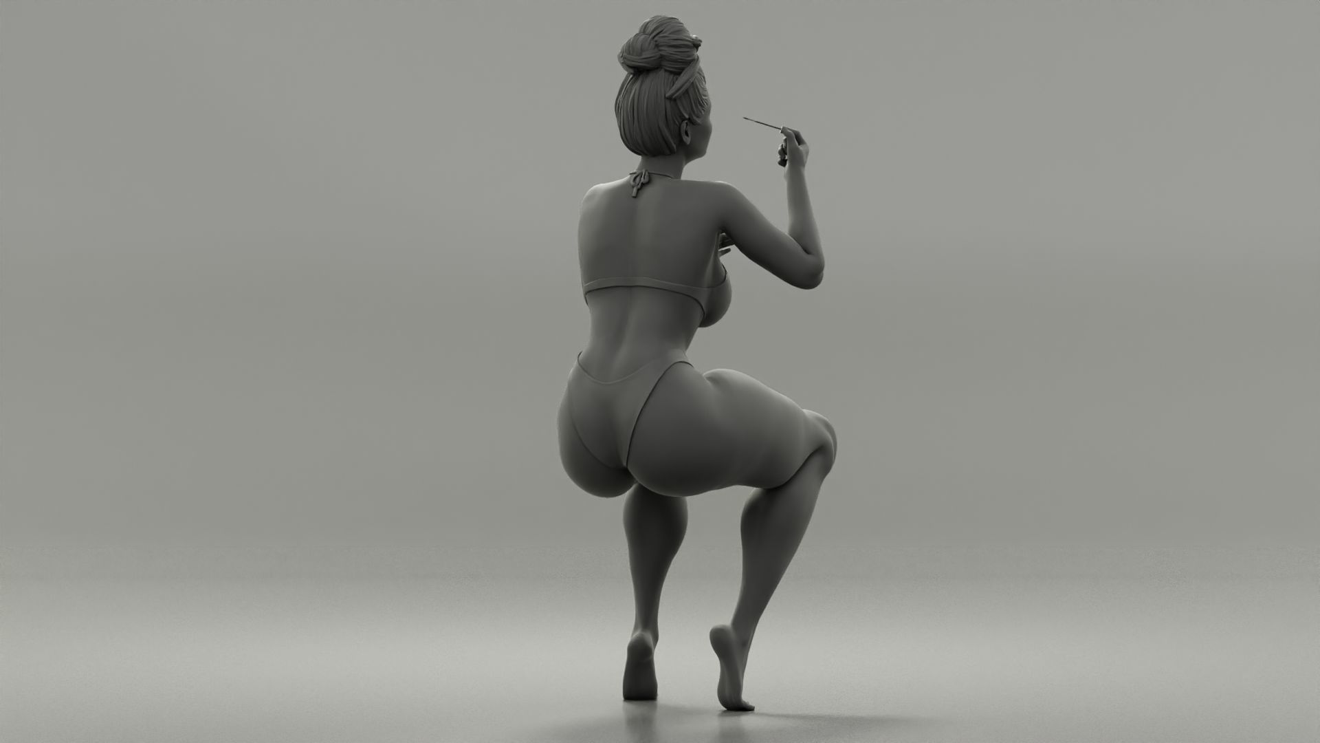 Pretty woman applying mascara makeup on her Eyelashes 3D print model_7