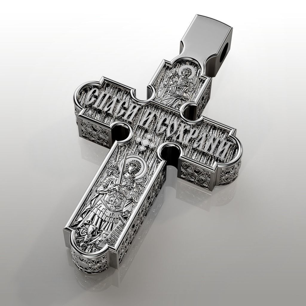 Orthodox cross with wood 3D print model_1