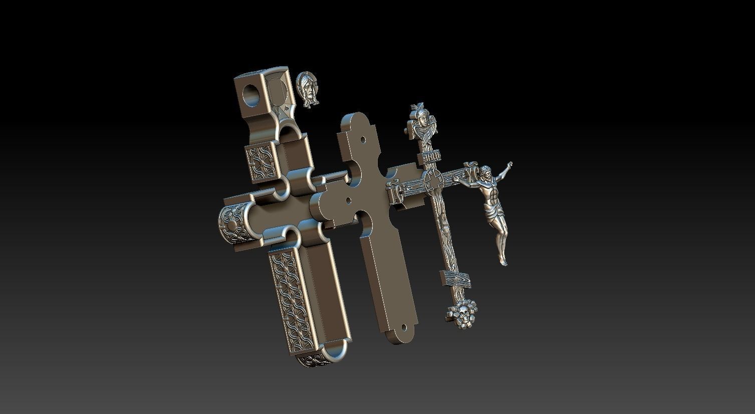 Orthodox cross with wood 3D print model_6