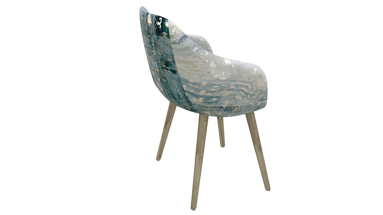 Padded fabric curved chair 3D model_5