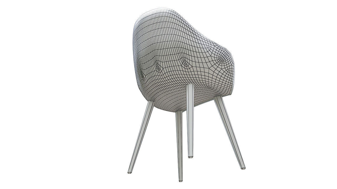 Padded fabric curved chair 3D model_8