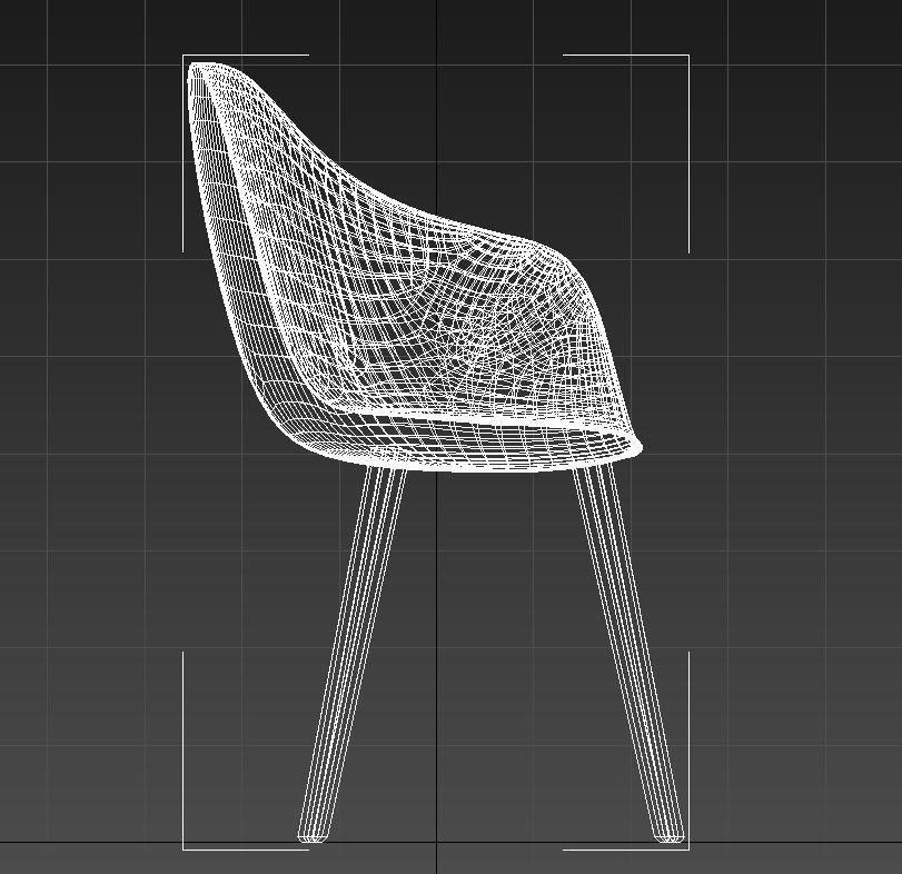 Padded fabric curved chair 3D model_12