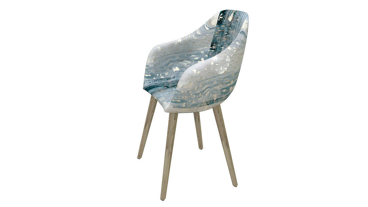 Padded fabric curved chair 3D model_4