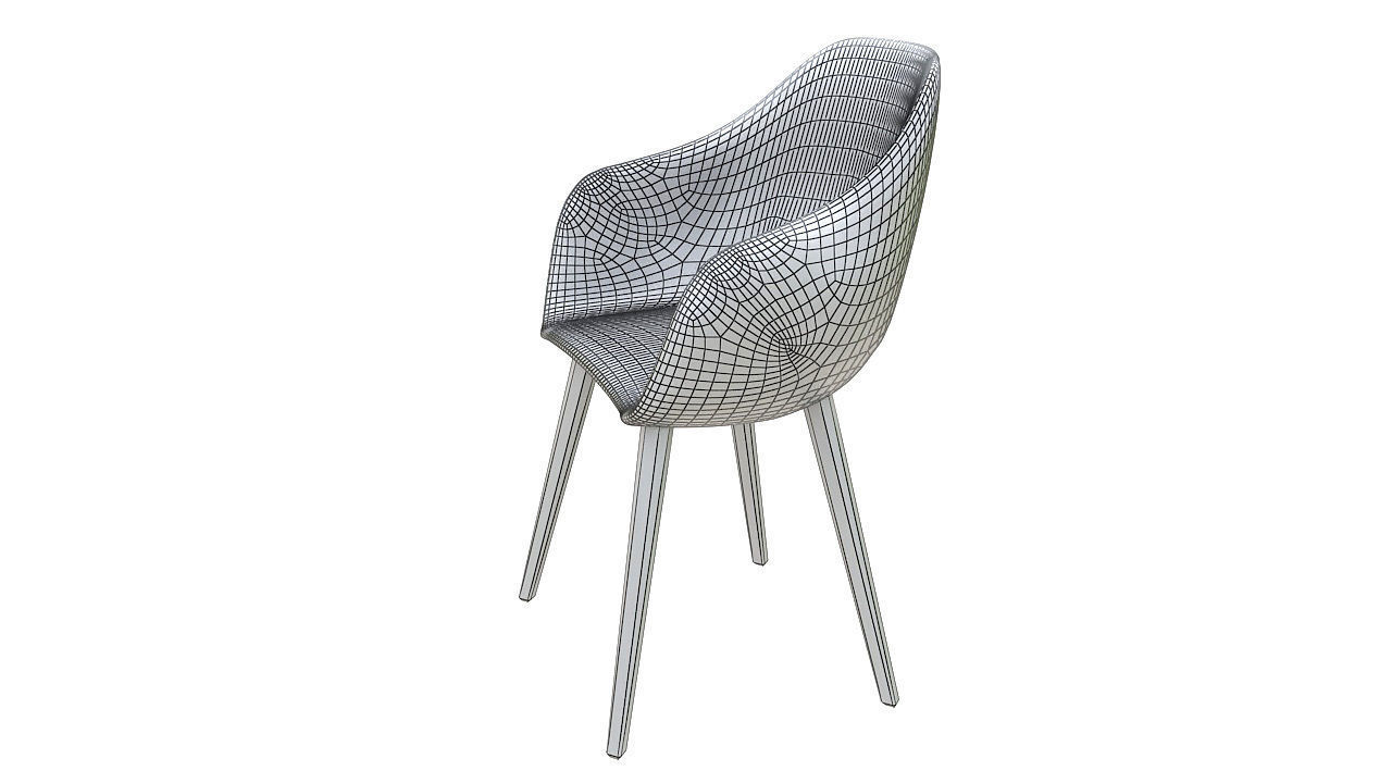 Padded fabric curved chair 3D model_6