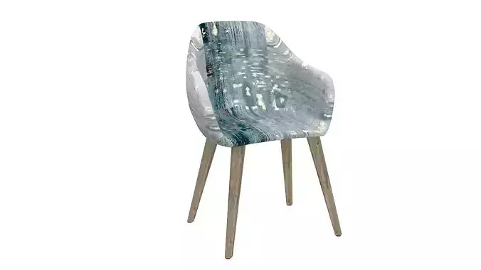 Padded fabric curved chair 3D model