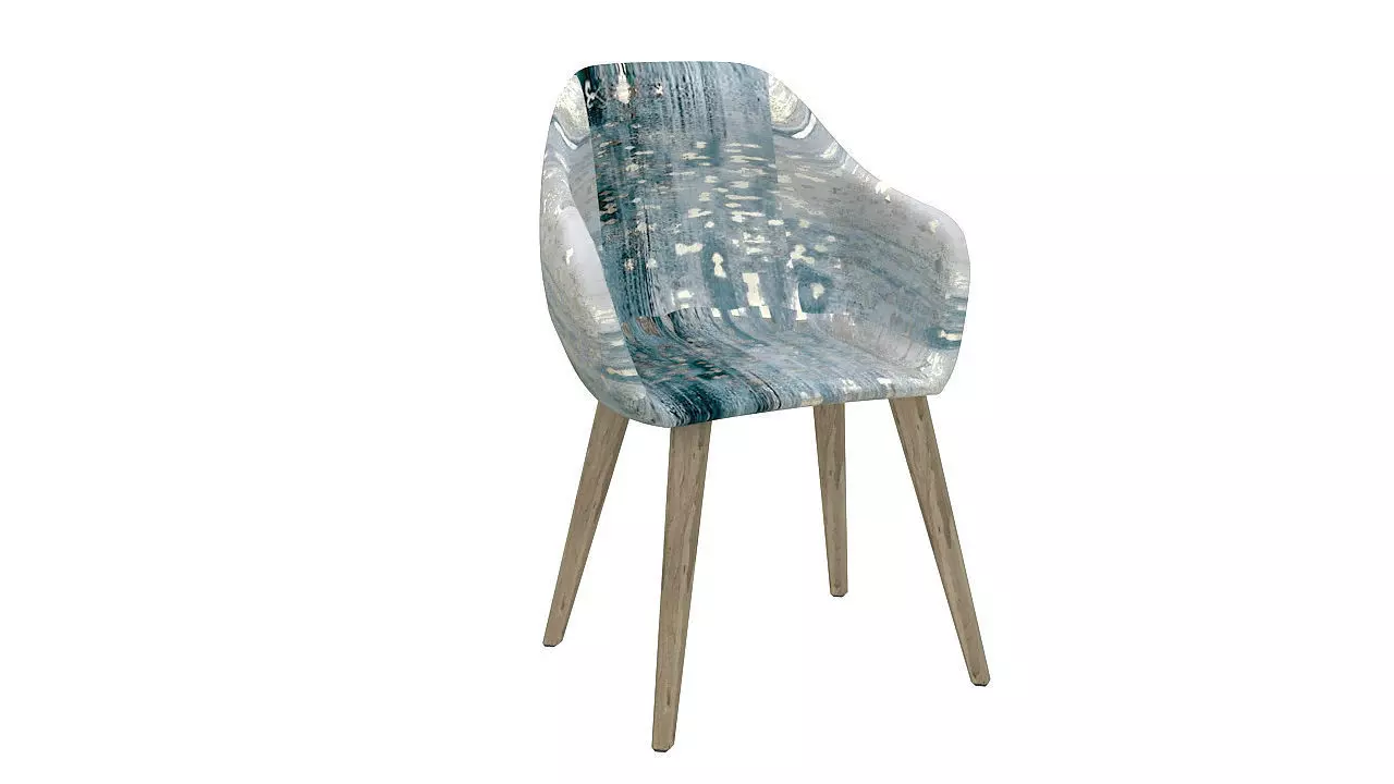 Padded fabric curved chair 3D model_0