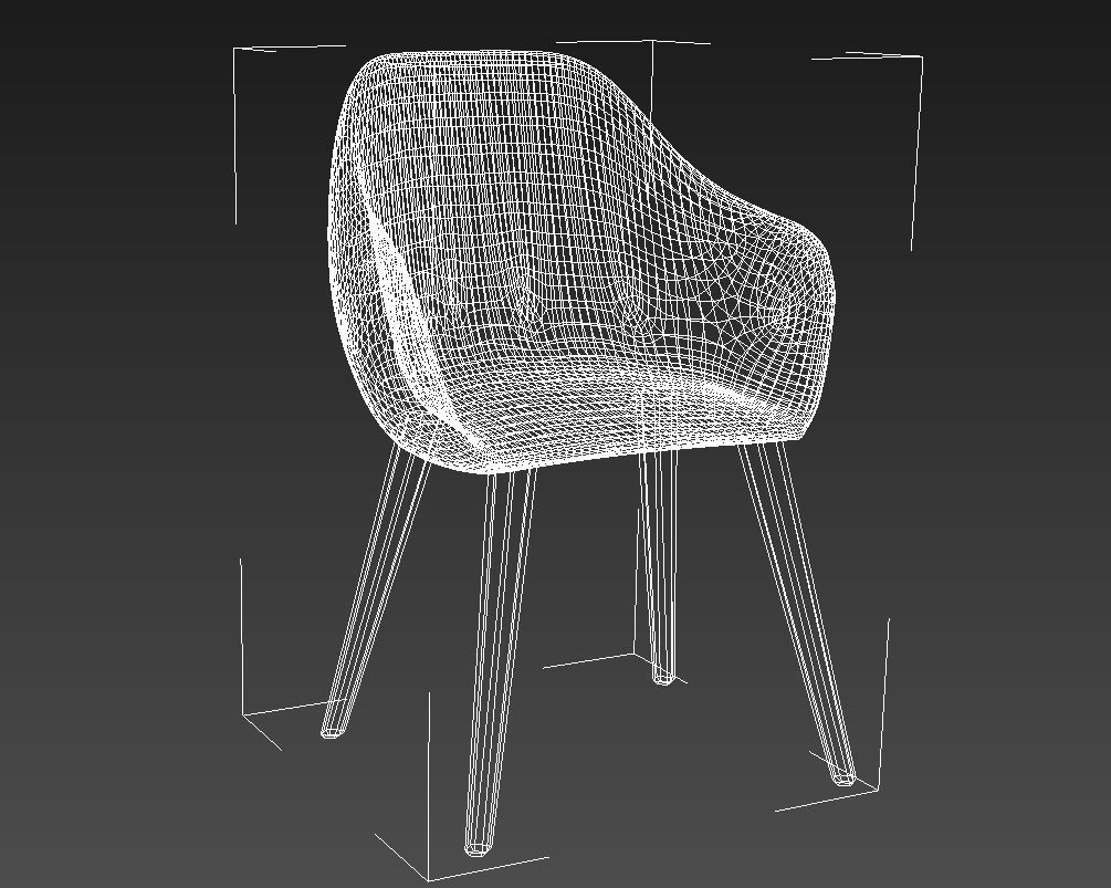 Padded fabric curved chair 3D model_14