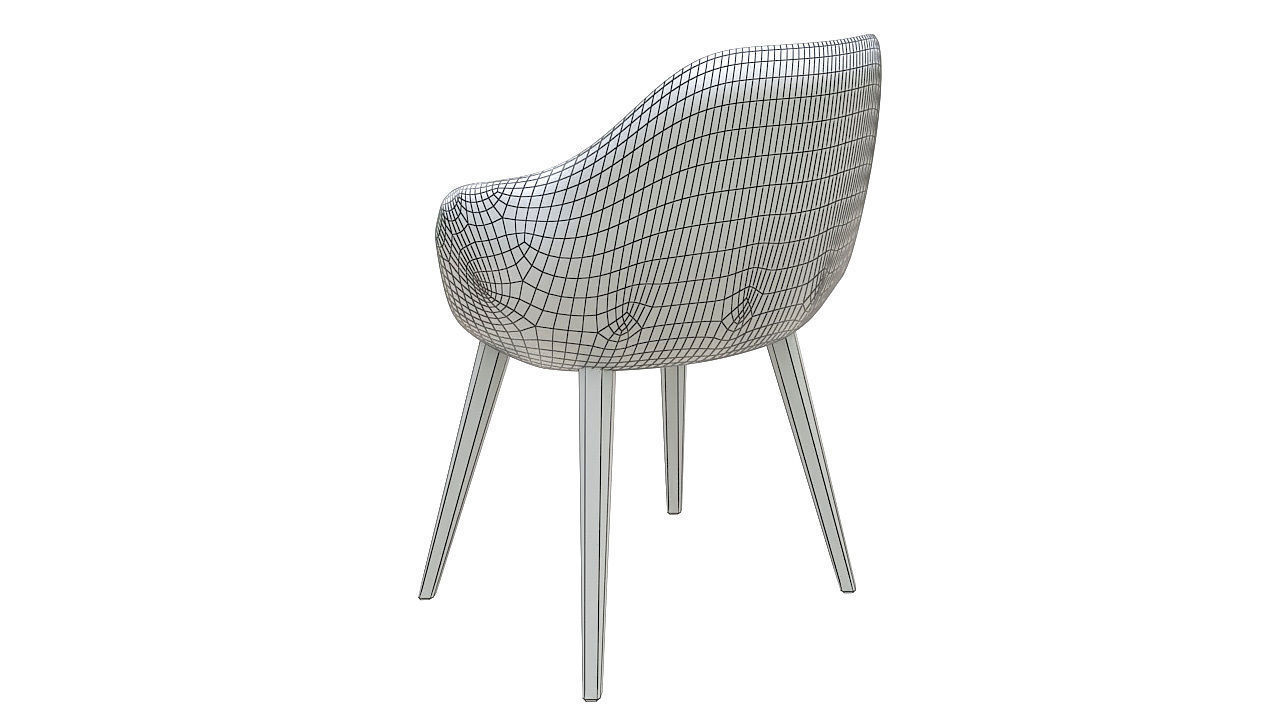 Padded fabric curved chair 3D model_7