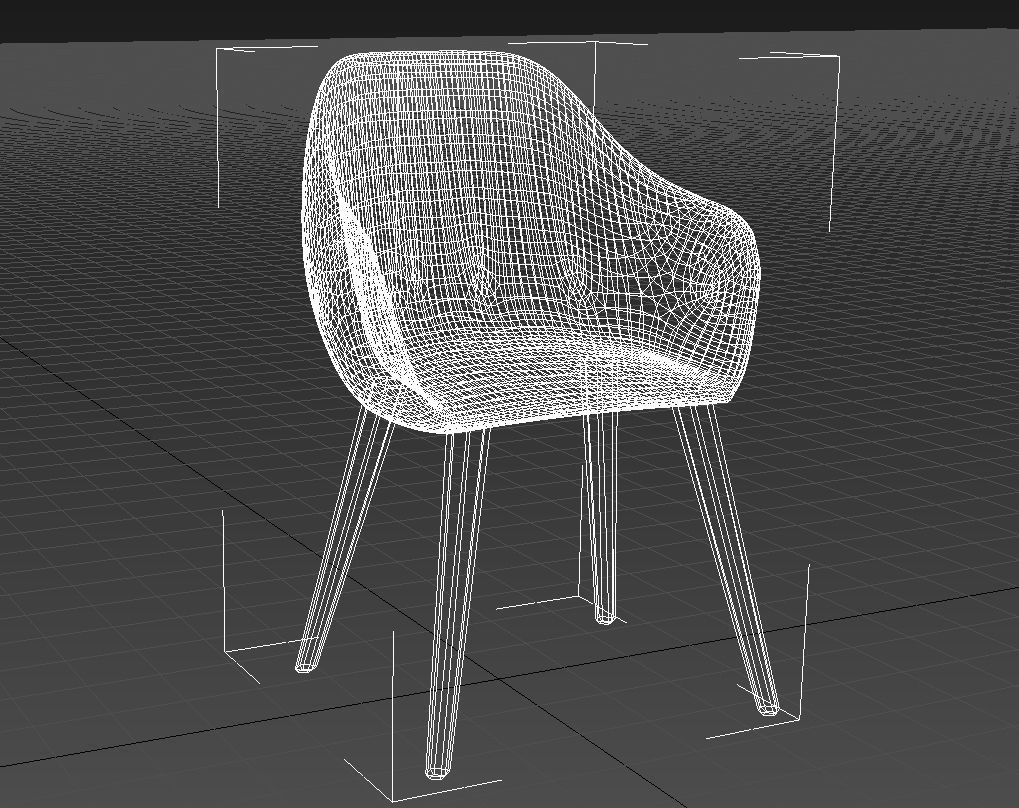 Padded fabric curved chair 3D model_13