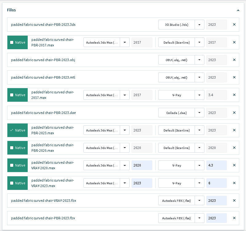 Padded fabric curved chair 3D model_15