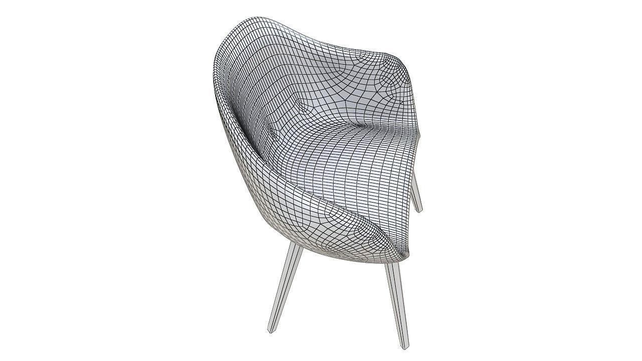 Padded fabric curved chair 3D model_9