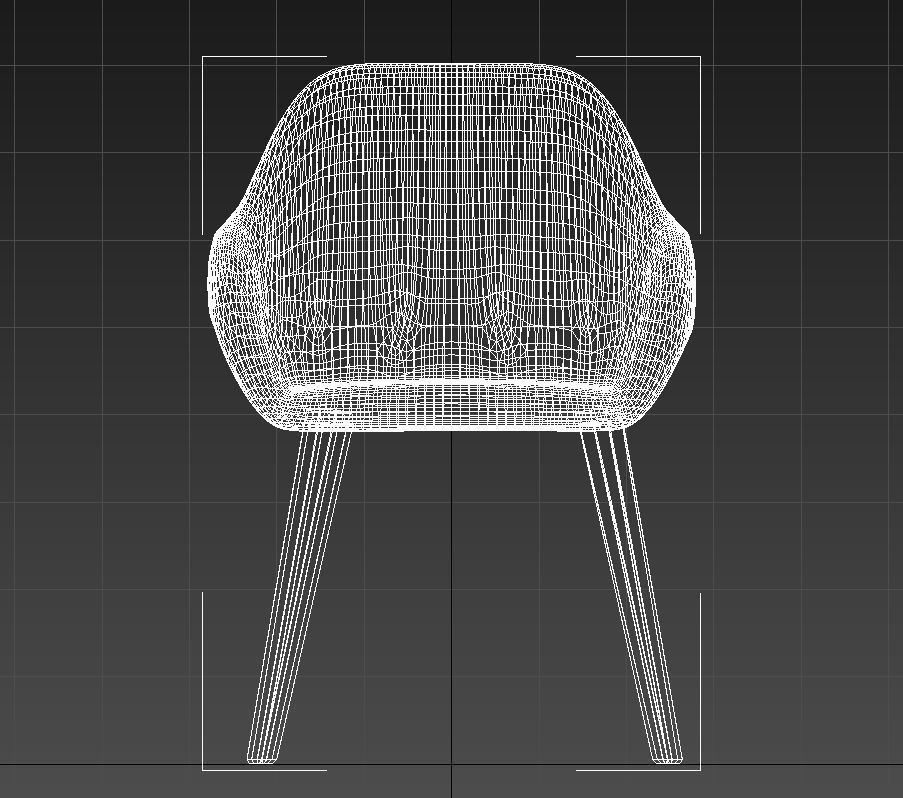 Padded fabric curved chair 3D model_11