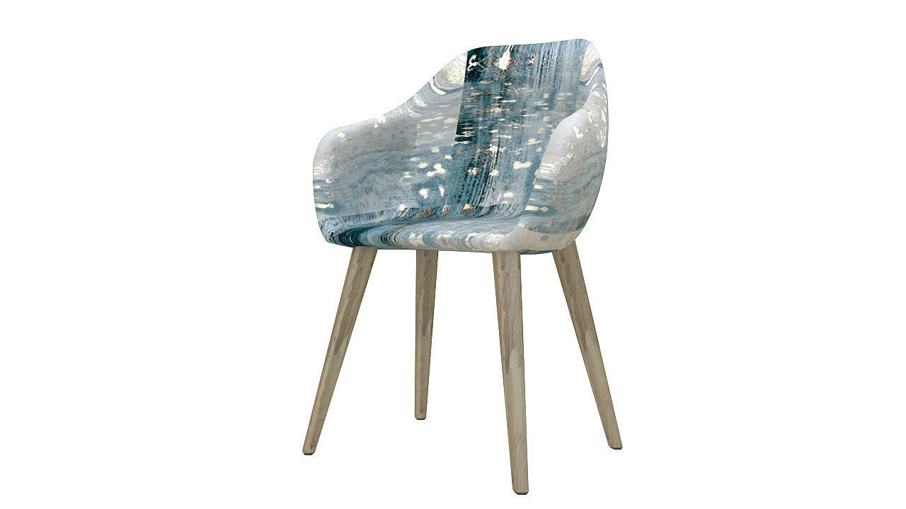 Padded fabric curved chair 3D model_3
