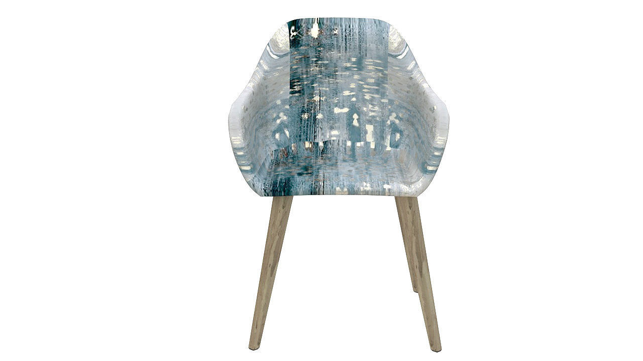 Padded fabric curved chair 3D model_2