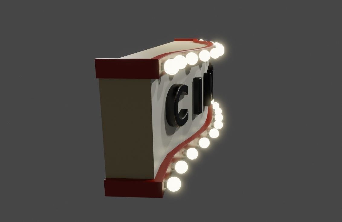 Cinema Facade - Front - Sign Low-poly 3D model_9