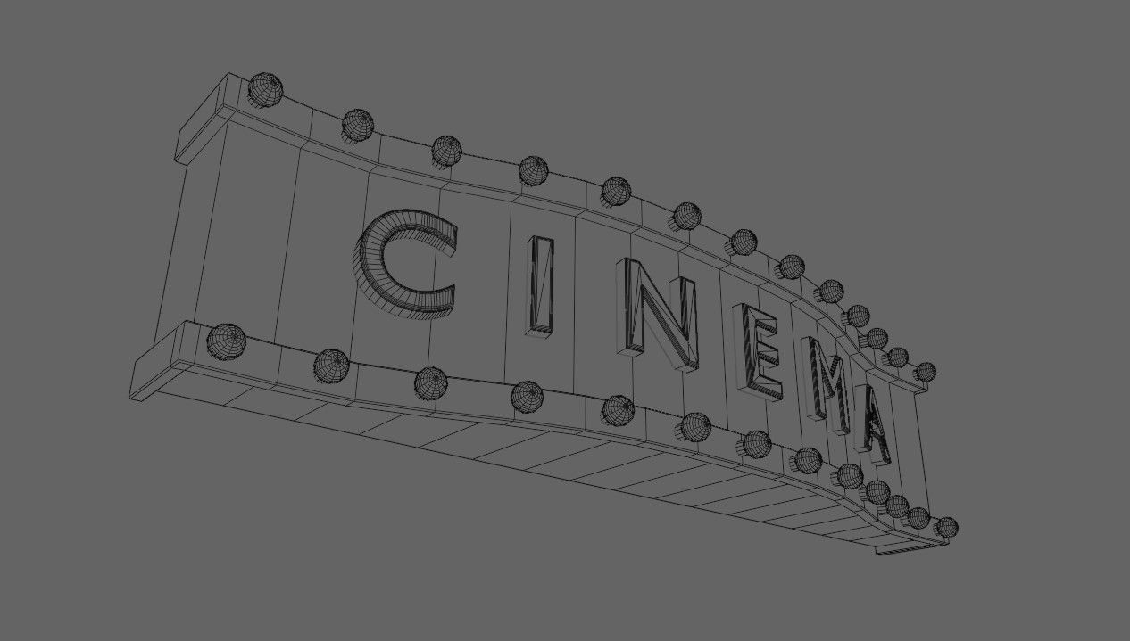 Cinema Facade - Front - Sign Low-poly 3D model_21