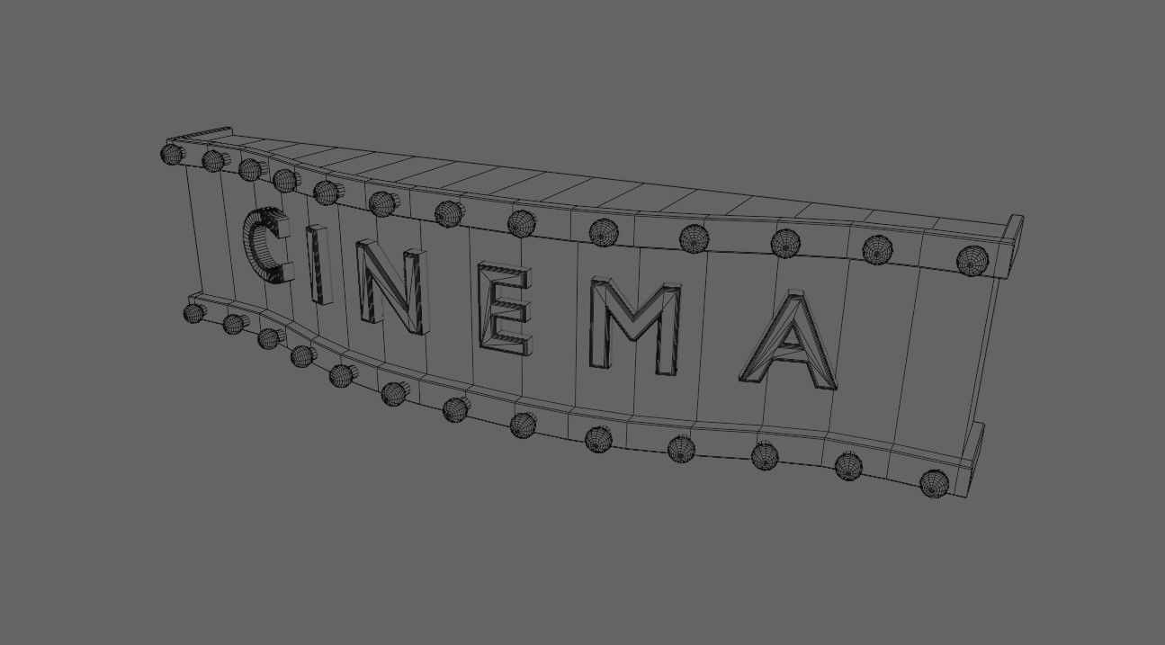 Cinema Facade - Front - Sign Low-poly 3D model_20