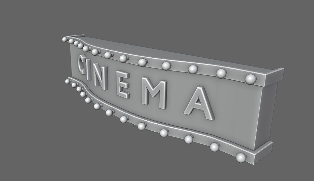 Cinema Facade - Front - Sign Low-poly 3D model_17