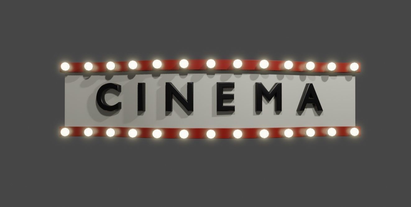 Cinema Facade - Front - Sign Low-poly 3D model_3