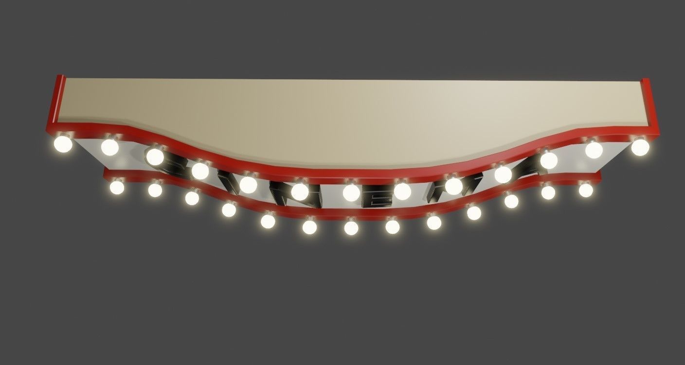 Cinema Facade - Front - Sign Low-poly 3D model_10