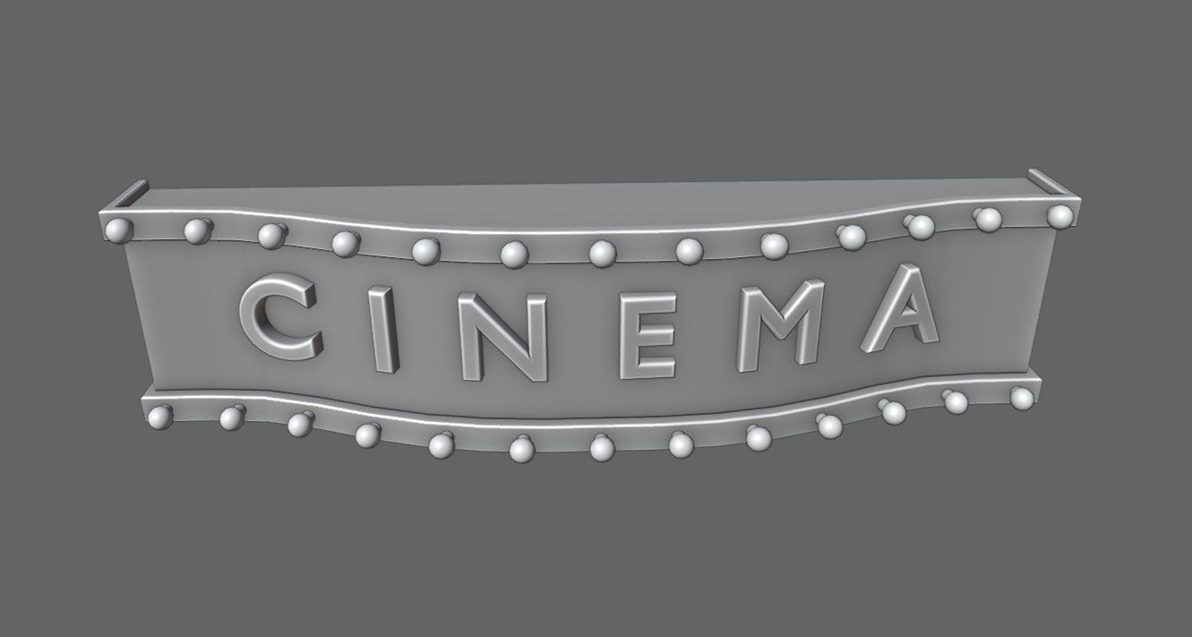 Cinema Facade - Front - Sign Low-poly 3D model_14