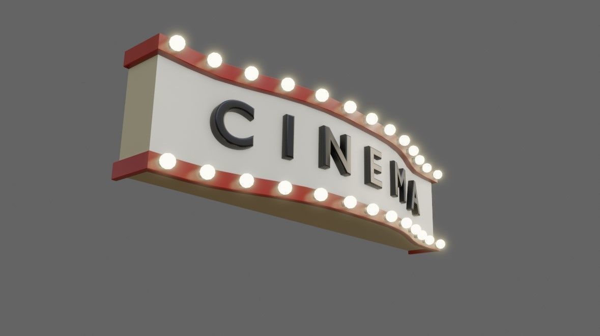 Cinema Facade - Front - Sign Low-poly 3D model_12